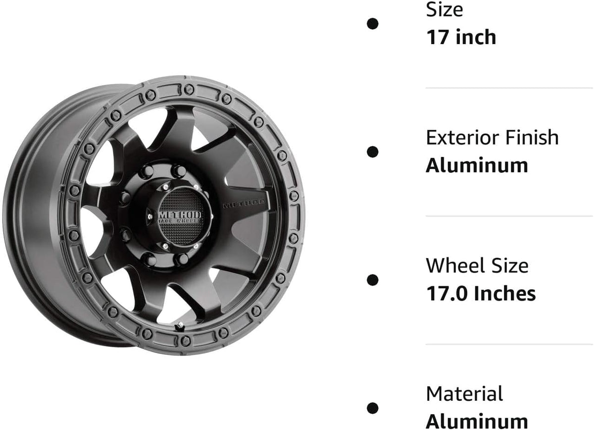 Method Race Wheels MR317 Matte Black Wheel with Aluminum (17 x 8.5 inc ...